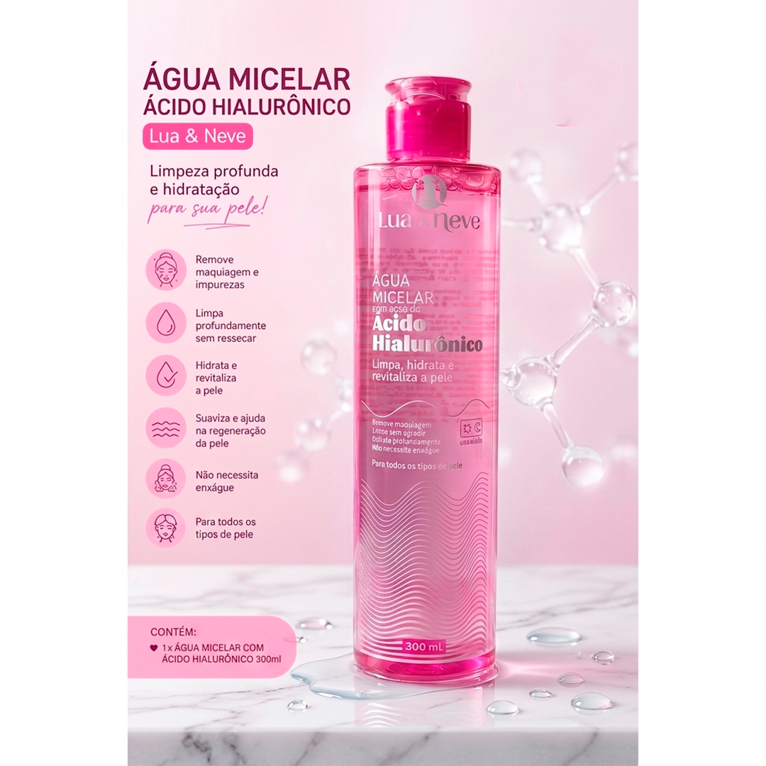 ÁGUA MICELAR ÁCIDO HIALURÔNICO 300ML – LUA & NEVE COSMÉTICOS