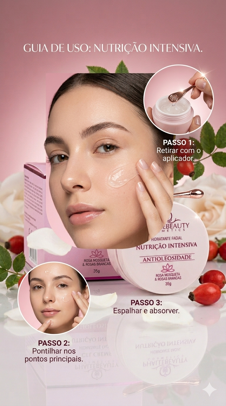 MÁSCARA EM GEL HIDRATANTE FACIAL ROSA MOSQUETA E ROSAS BRANCAS 35G