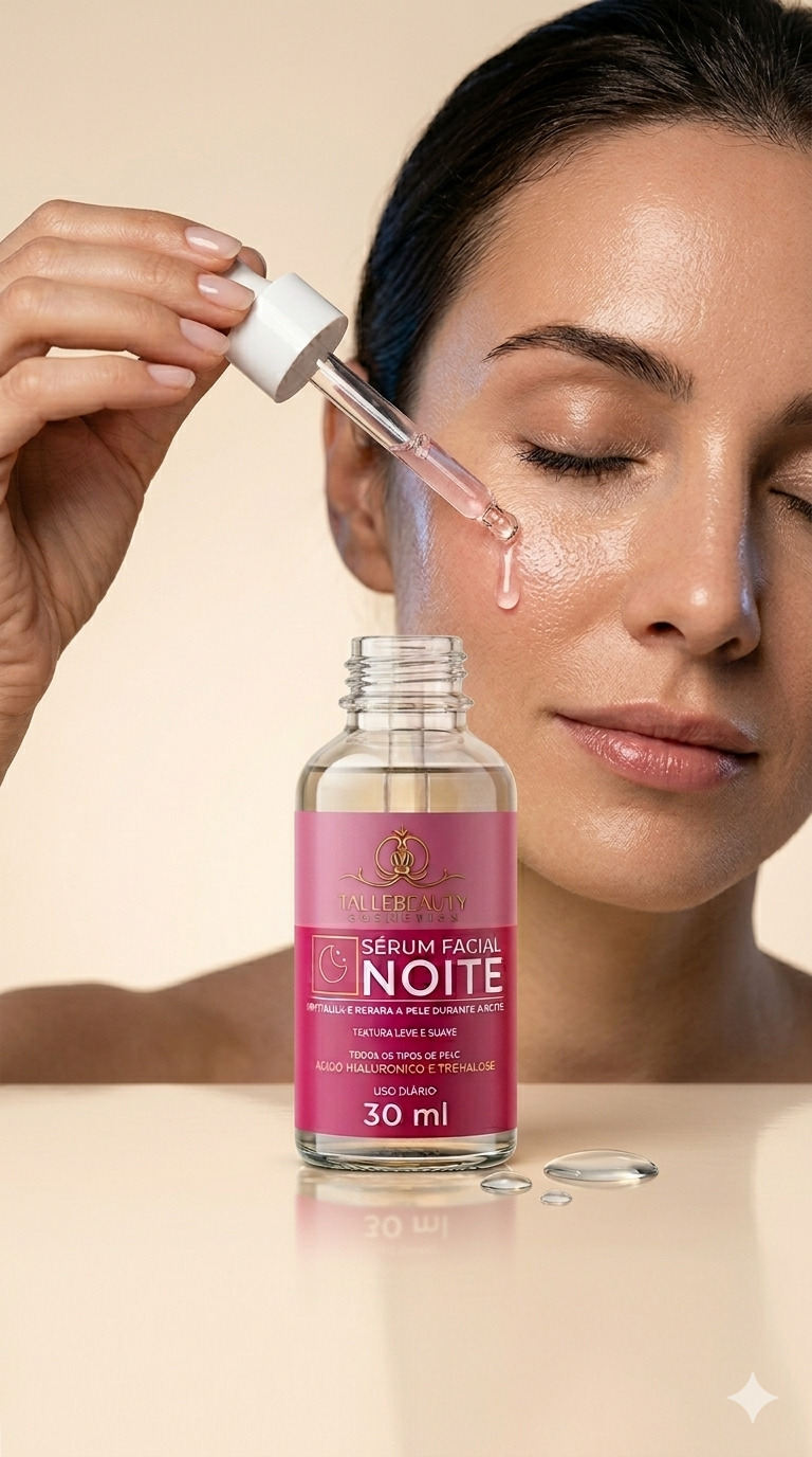 Sérum Facial Noite Phallebeauty 30ml Ácido Hialurônico Hidratação Reparação Pele