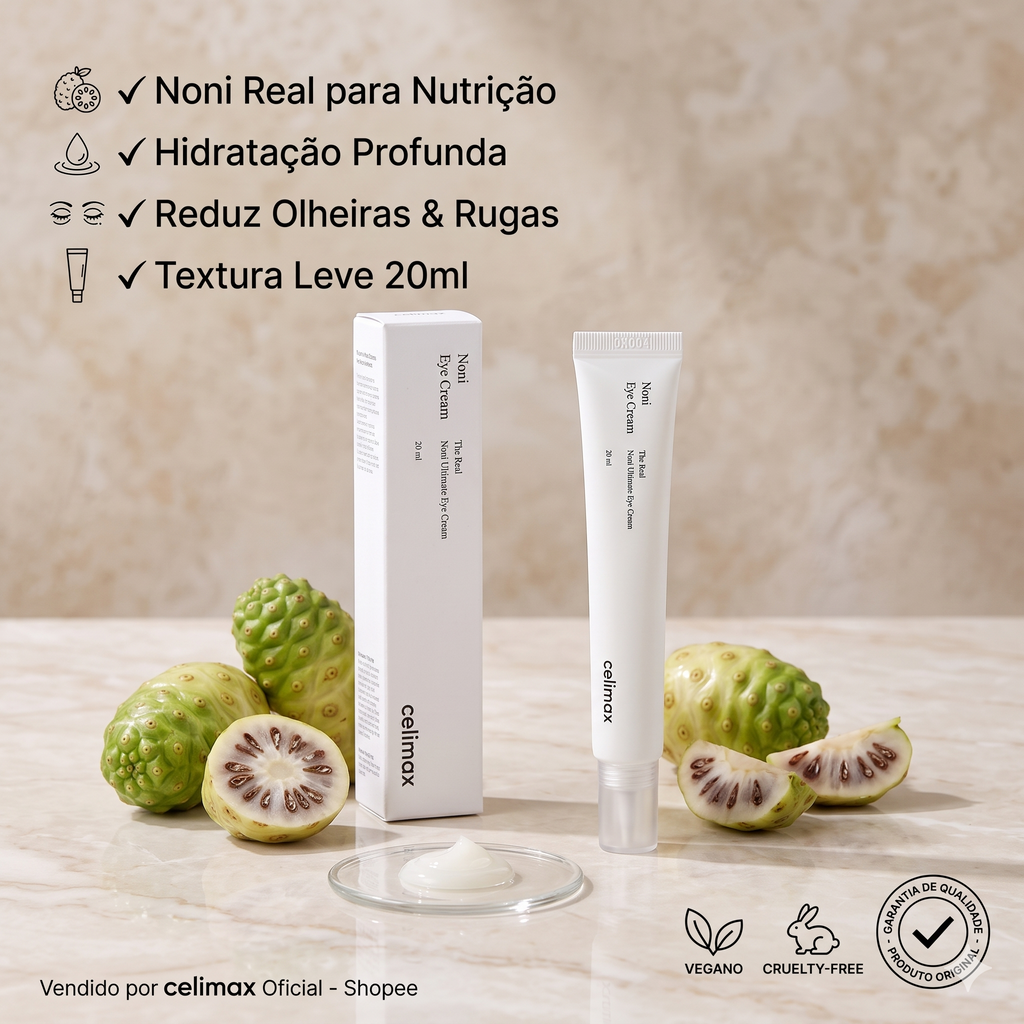 CELIMAX NONI ULTIMATE EYE CREAM ORIGINAL COREANO – CLAREADOR DE OLHEIRAS E ANTISSINAIS