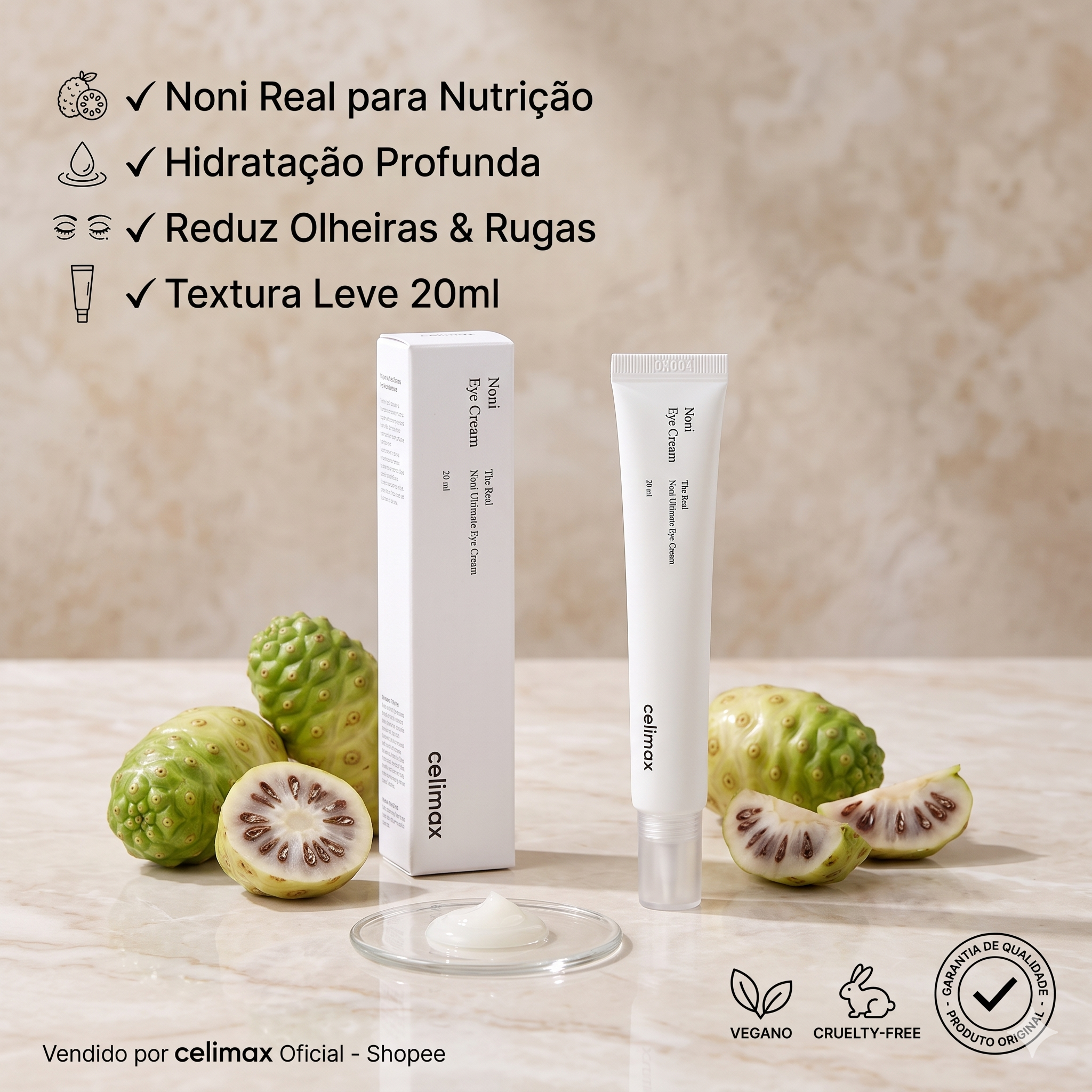 CELIMAX NONI ULTIMATE EYE CREAM ORIGINAL COREANO – CLAREADOR DE OLHEIRAS E ANTISSINAIS