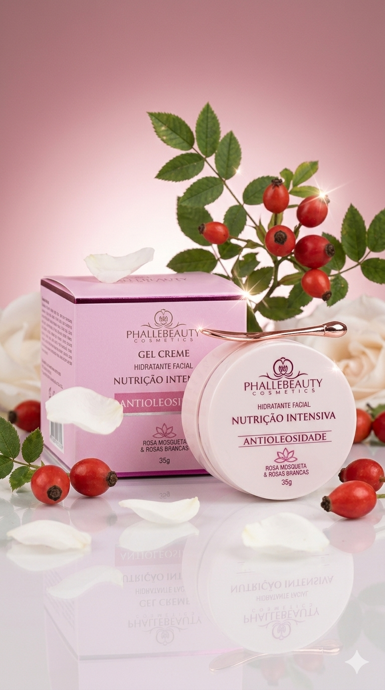 MÁSCARA EM GEL HIDRATANTE FACIAL ROSA MOSQUETA E ROSAS BRANCAS 35G