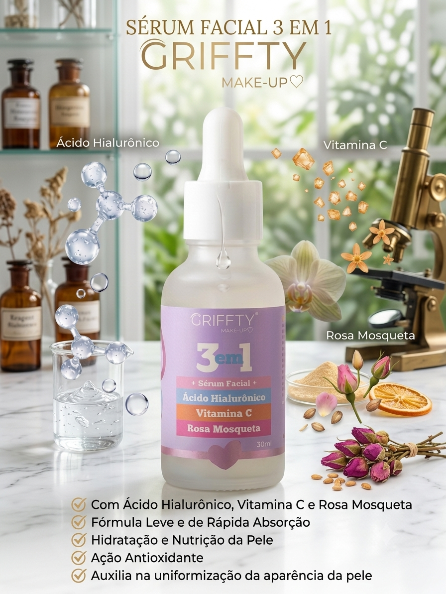 SÉRUM FACIAL 3 EM 1 30ML – GRIFFTY COSMETICS