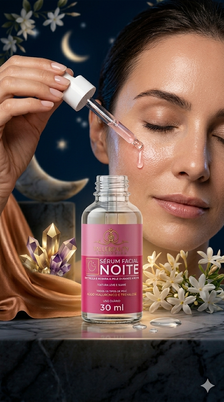 Sérum Facial Noite Phallebeauty 30ml Ácido Hialurônico Hidratação Reparação Pele