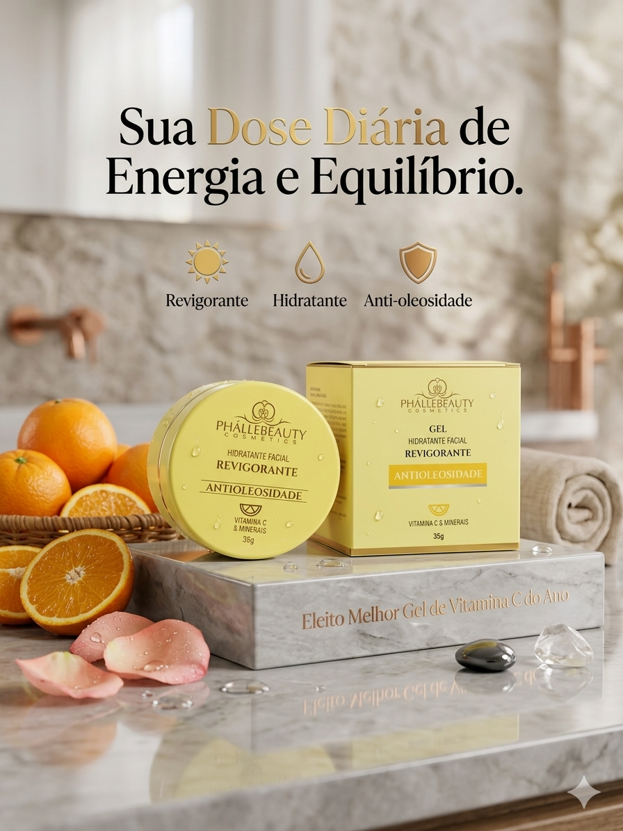 MÁSCARA EM GEL CREME HIDRATANTE FACIAL REVIGORANTE 35G – PHALLEBEAUTY COSMETICS VITAMINAS E MINERAIS