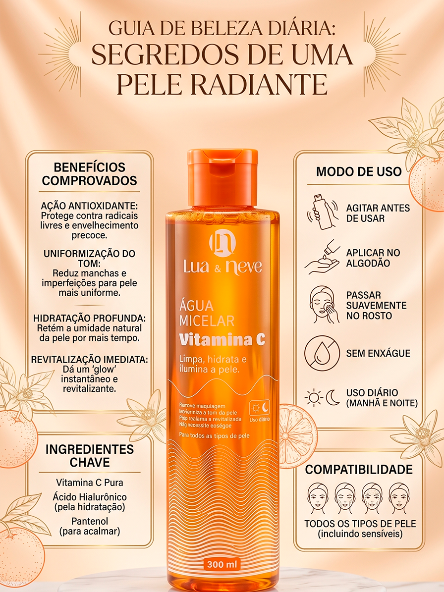 ÁGUA MICELAR VITAMINA C 300ML – LUA & NEVE COSMÉTICOS